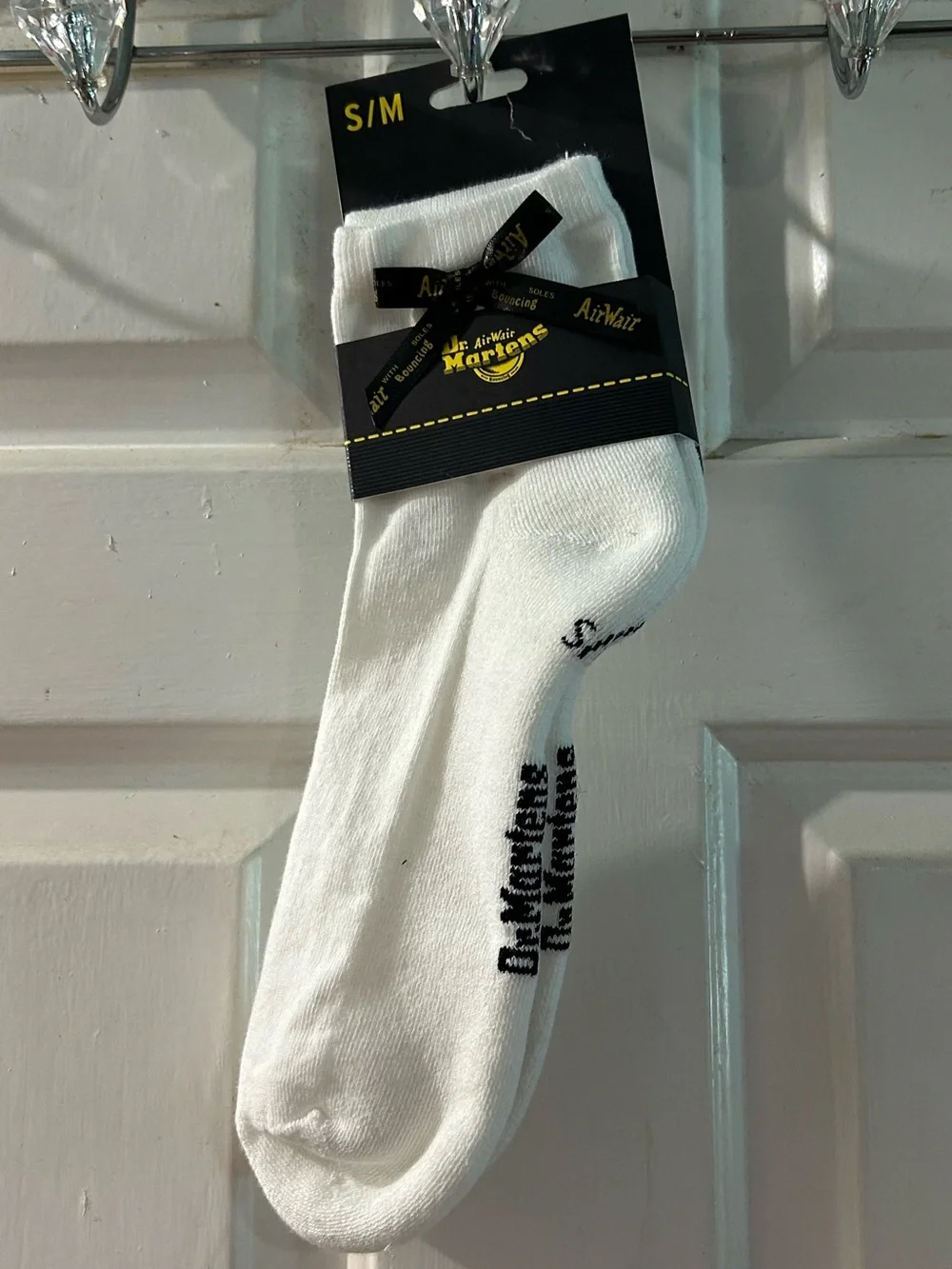 Dr. Martens White Crew Socks with Black Logo
